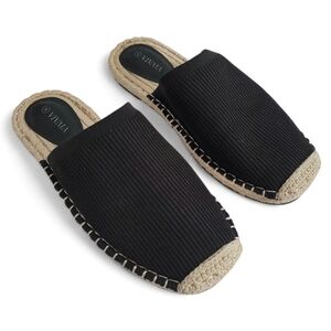 VIVAIA Sherly Black Knit Espadrille Mule‎ Flats Women’s Size 39 Sustainable